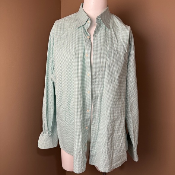 Peter Millar Other - Peter Millar Crown Finish White Green Gingham Button-Down Shirt Size XL